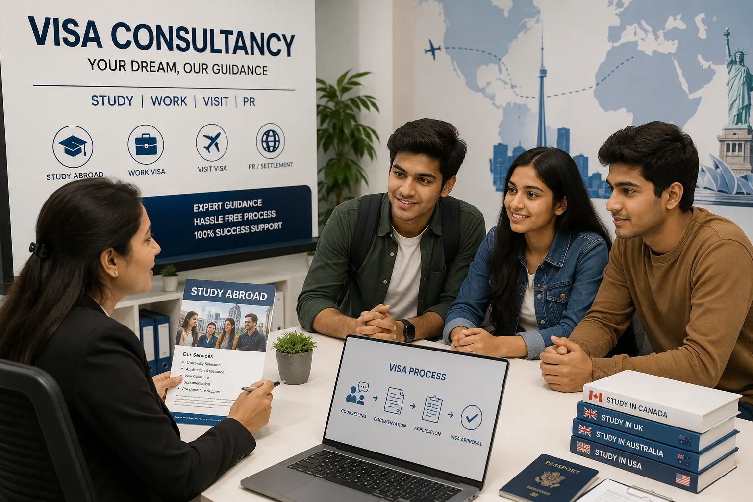 Students discussing study abroad plans